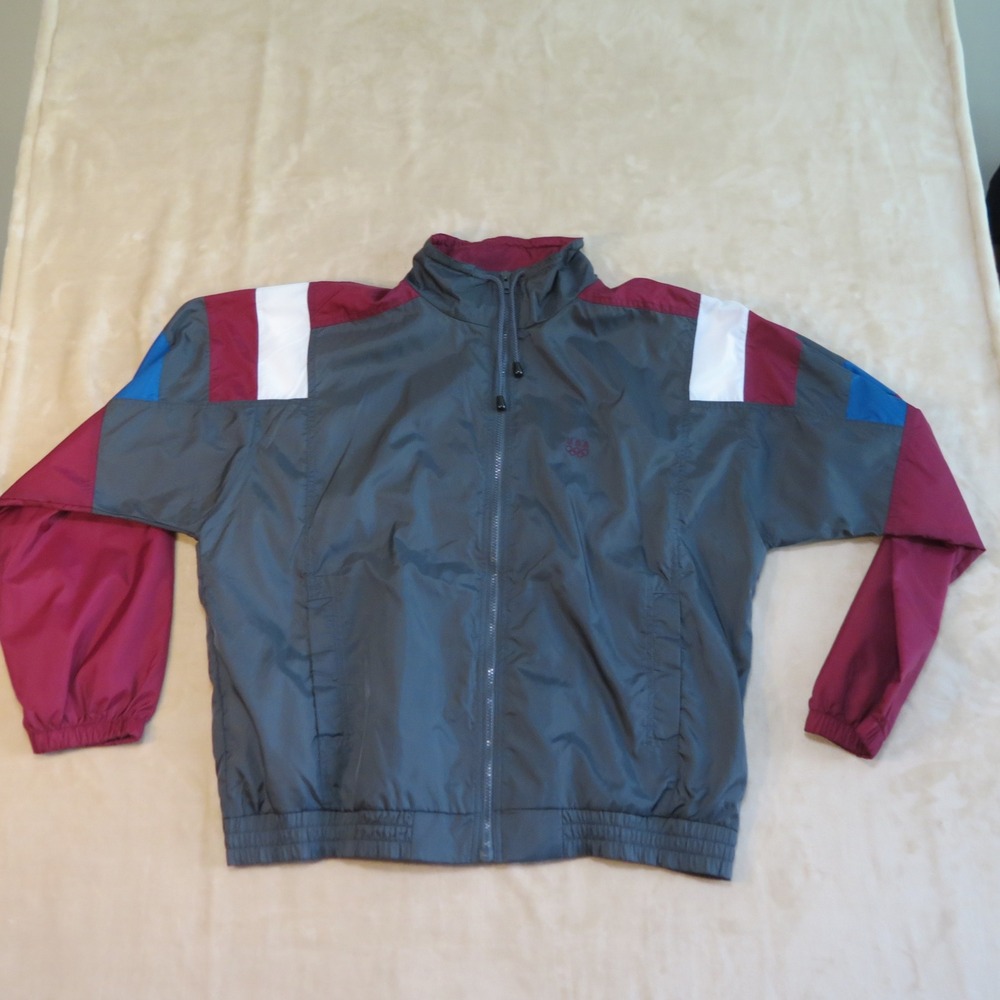 Vintage USA Olympic Team Windbreaker Jacket‎ Mens Large Charcoal Colorblock NWT